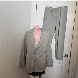 H&M Blazer Suit Set sz M, Pants sz 12 taupe